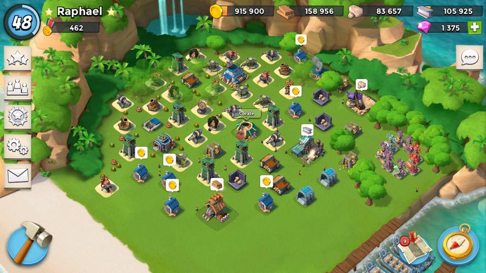 Selling Boom Beach Level 48 Account with 1375 diamonds HQ 17 EpicNPC