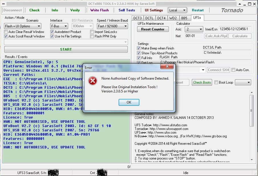 ����� none authorised copy of software detected